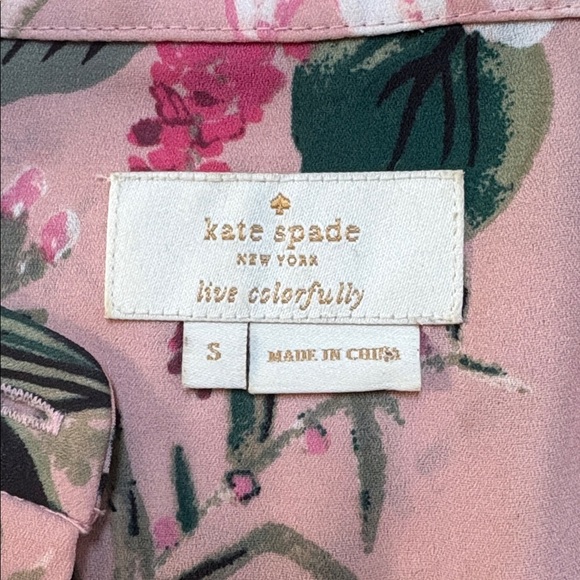 Kate Spade New York Swamped Botanical floral blouse longsleeve pink Small S - Picture 8 of 10